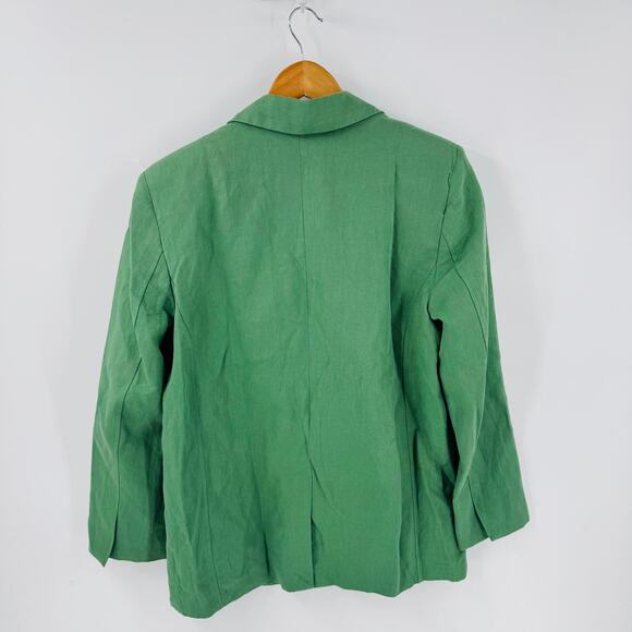 Zara Women’s Green Linen Blend Blazer Size Small Oversized Workwear Layering - Picture 2 of 6